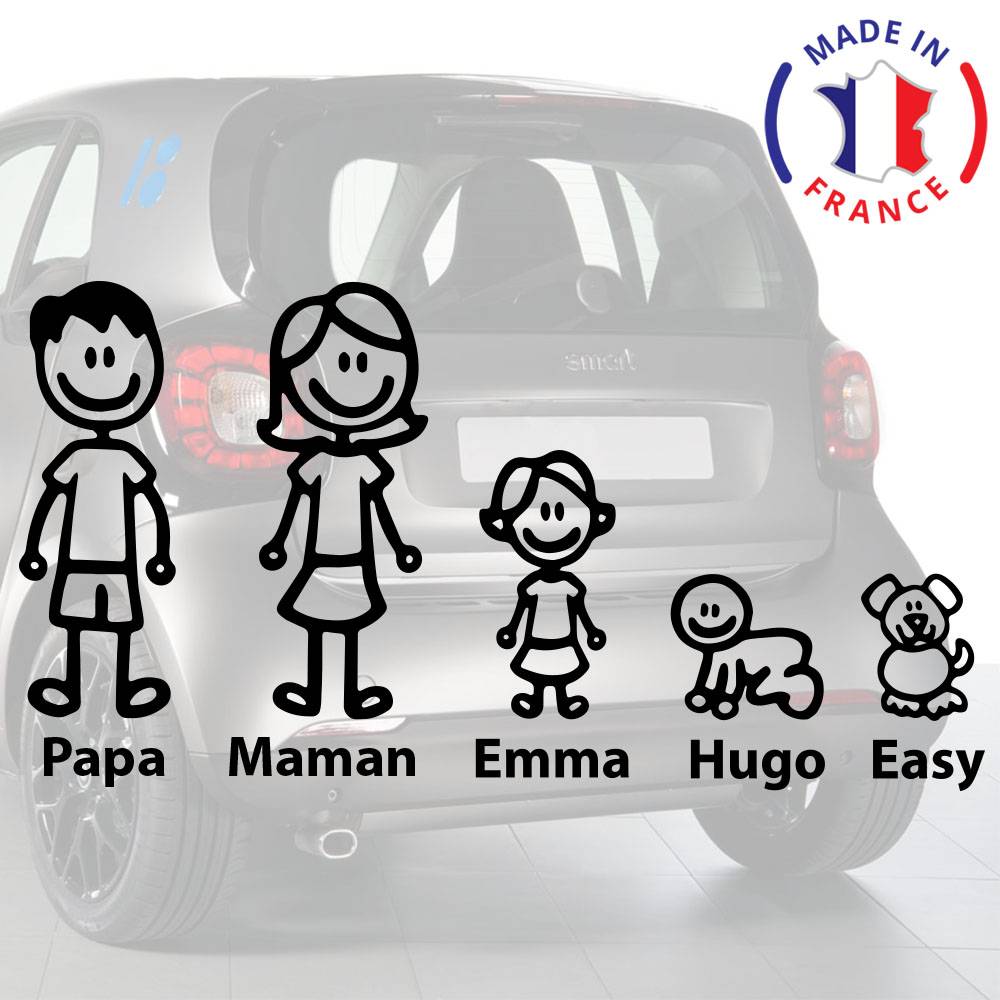 Autocollant de carrosserie de voiture en PVC, adhésif décoratif en vinyle,  style amusant et créatif, membres de la famille We Are Family, accessoire